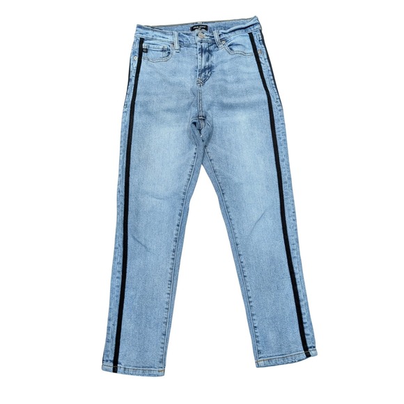 Dear John Denim - Dear John High Rise Slim Fit‎ Light Wash Black Striped Jeans Women's Size 25